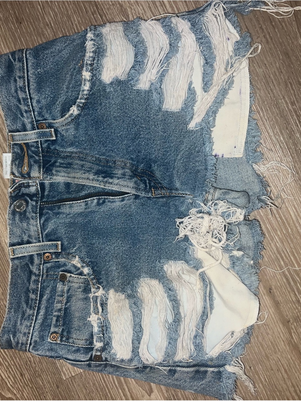 Levi's Blue Distressed Denim Cutoff Shorts - Picture 2 of 4